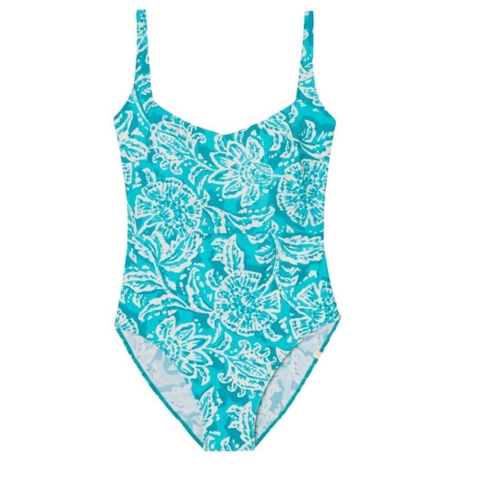 L.L. Bean x Summersalt NEW Seascape Sweetheart One Piece Swimsuit Blue Batik